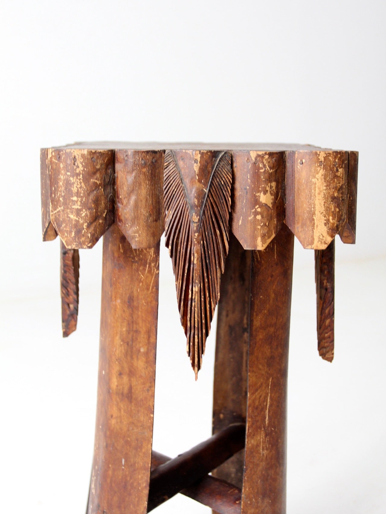 antique folk art palm frond table