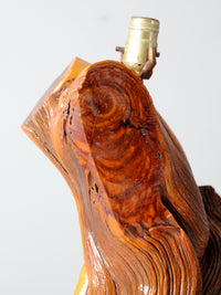 mid-century sculptural wood table lamp