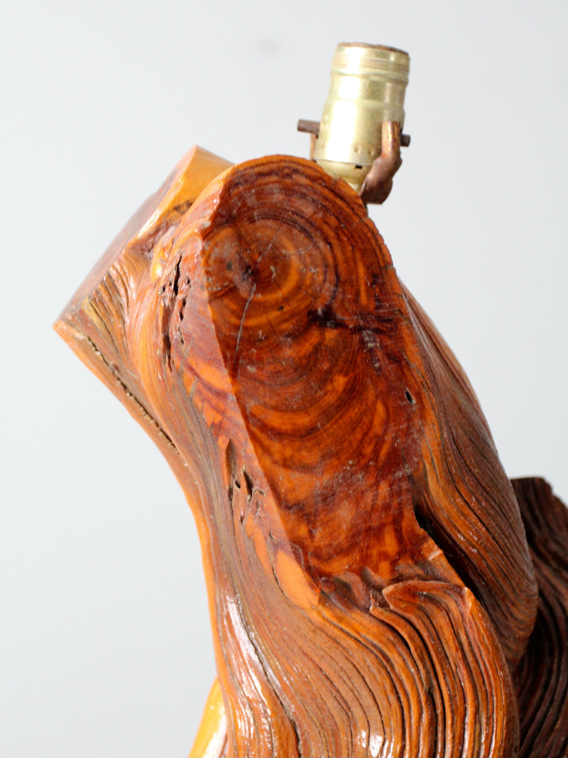 mid-century sculptural wood table lamp