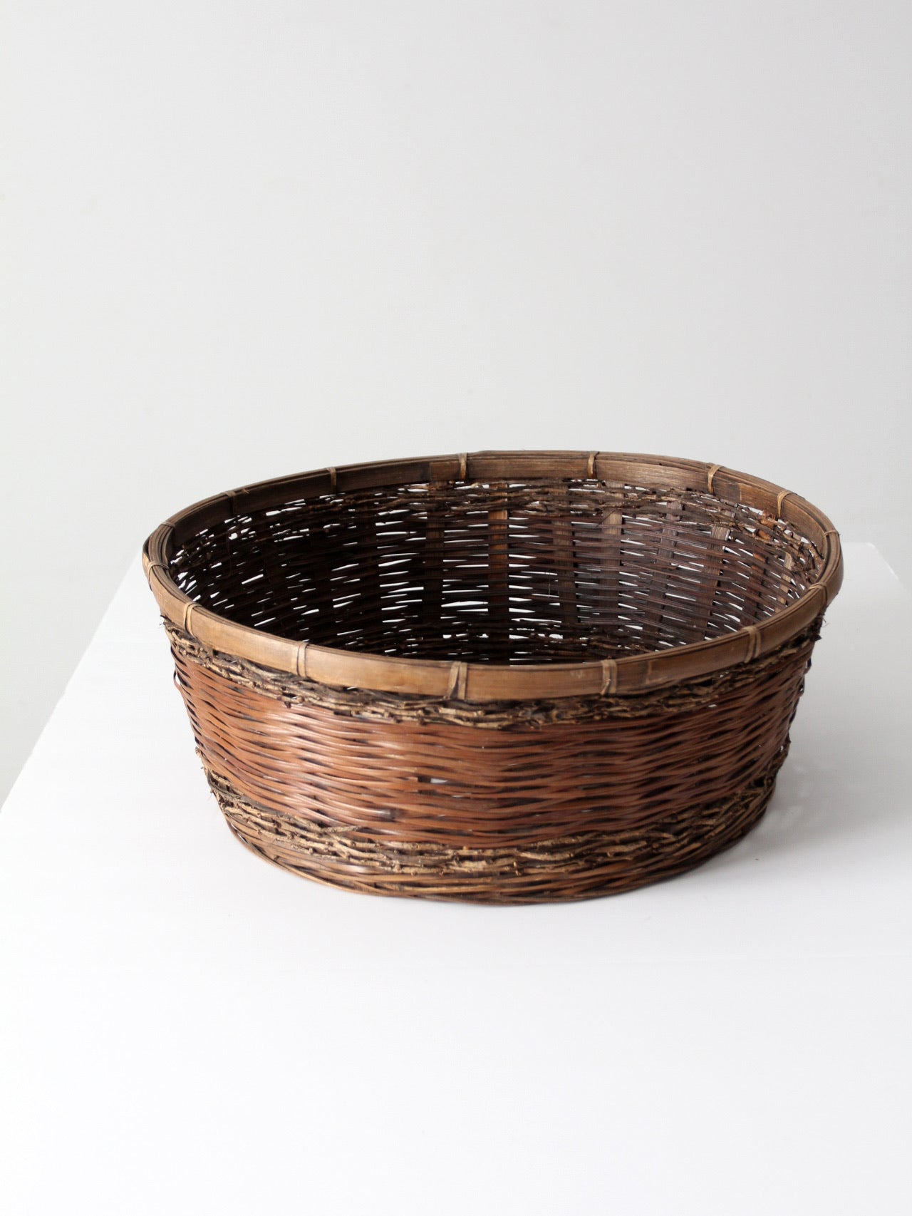 vintage woven reed basket