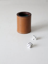 vintage leather dice cup set