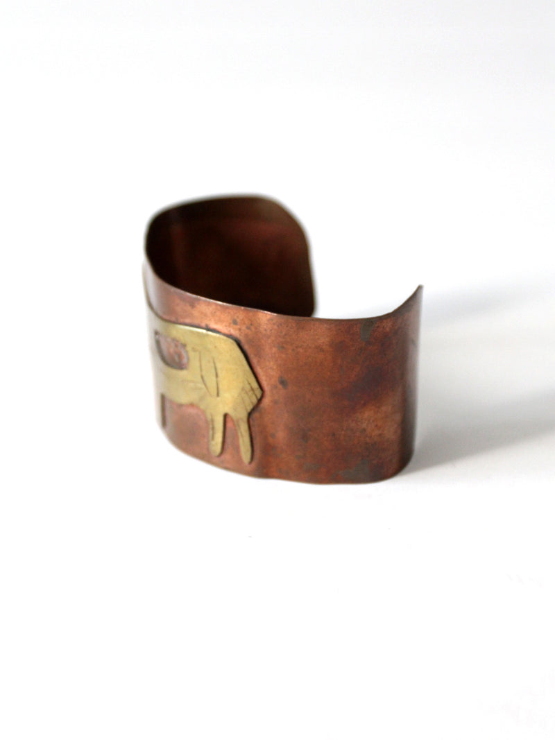 vintage copper cuff with brass