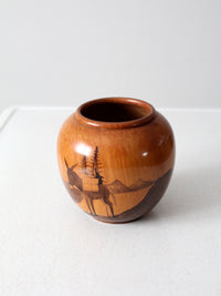 vintage Southwestern wood vase