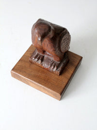 vintage hand carved wood eagle statue