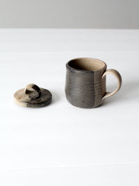 vintage studio pottery mug with lid