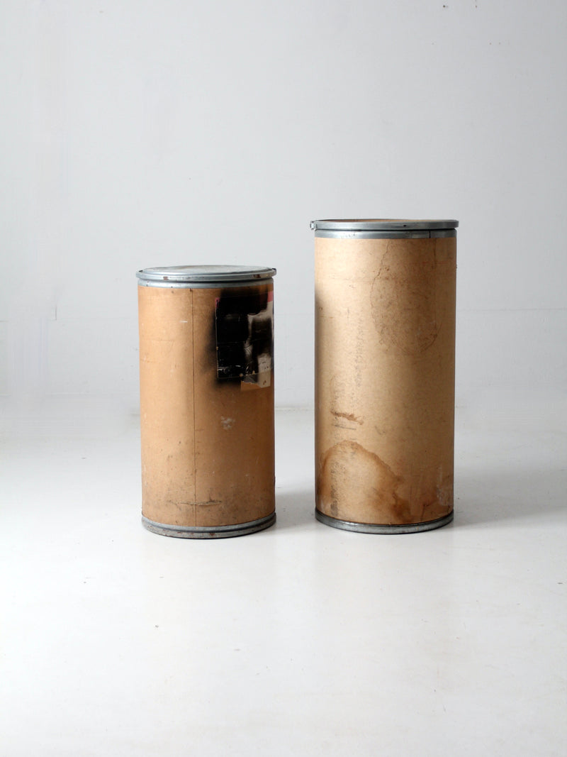 vintage industrial farm bins pair