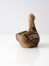 vintage folk art wood & metal duck figurine