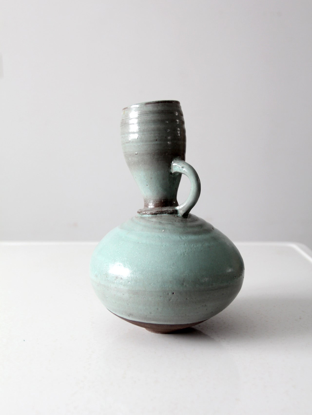 vintage studio art pottery tilted vase