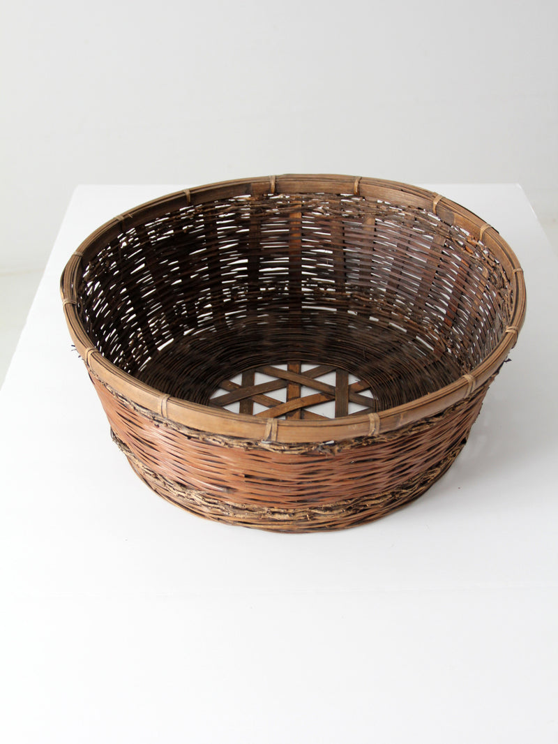 vintage woven reed basket