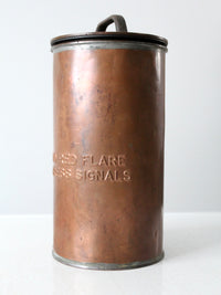 WWII era naval distress signals copper canister