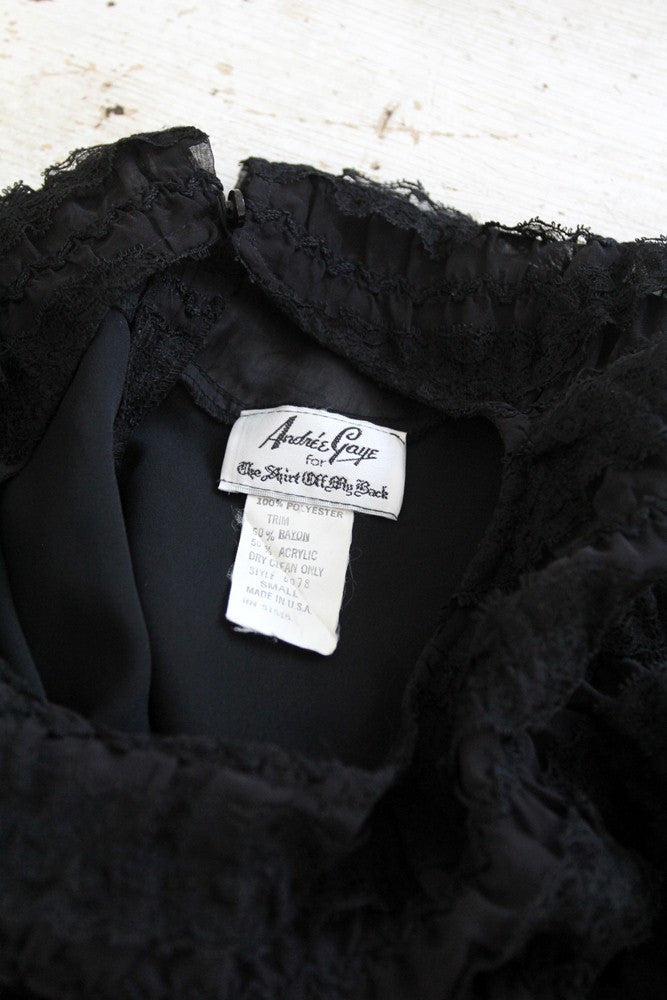 vintage 1980s black lace blouse