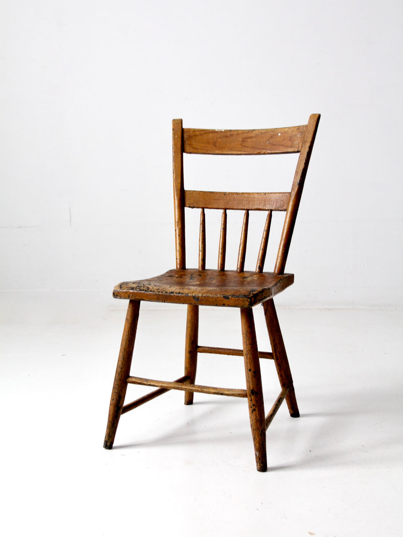 antique plank seat farmhouse chair