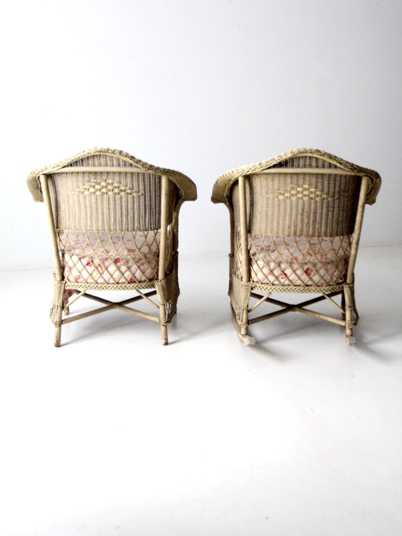 antique wicker chair and rocker