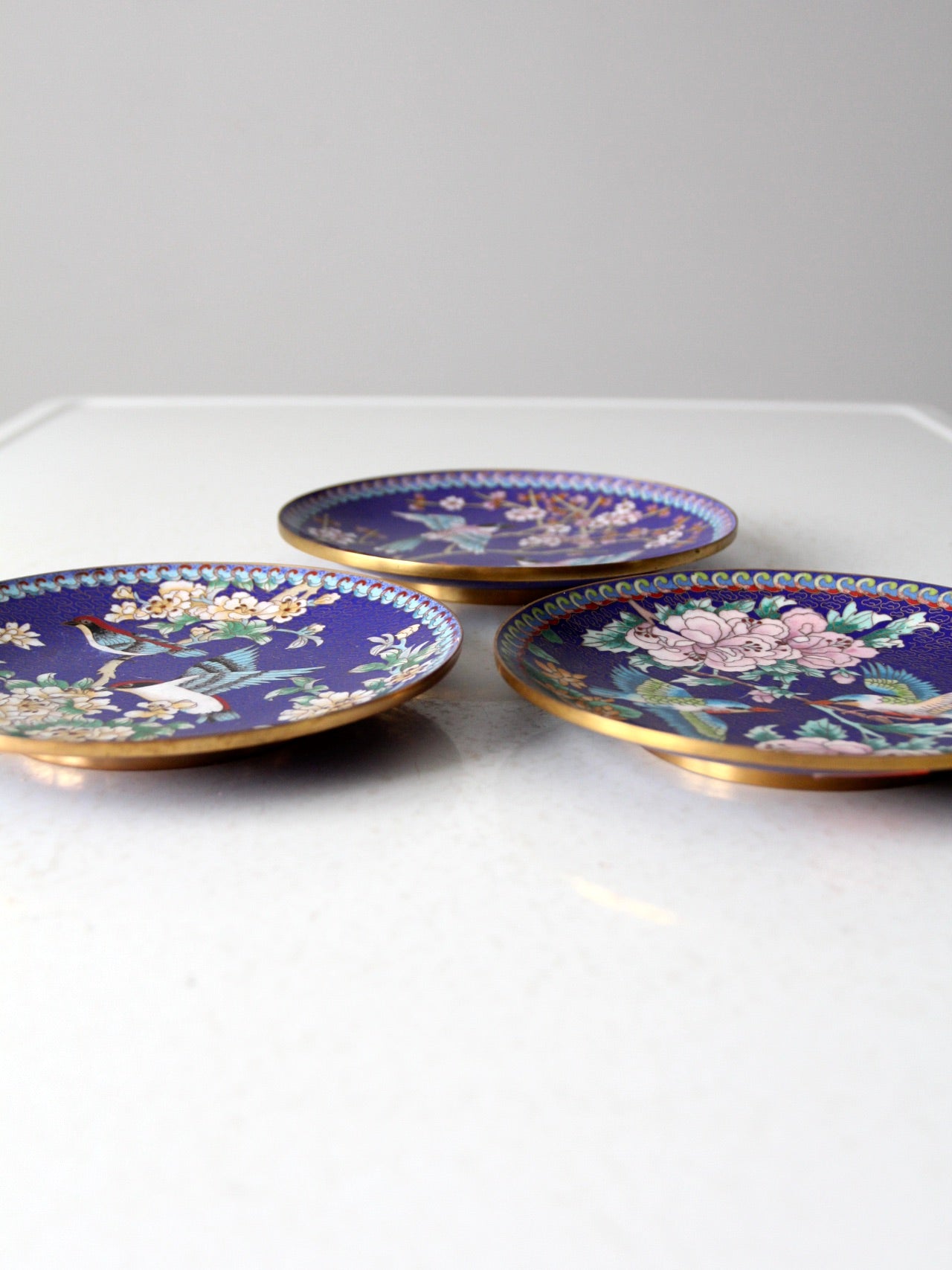 vintage Ching-t'ai Ian Artist Workshop cloissone plates set/3