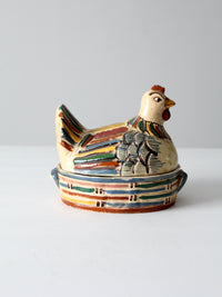 vintage Tonala ceramic chicken covered dish