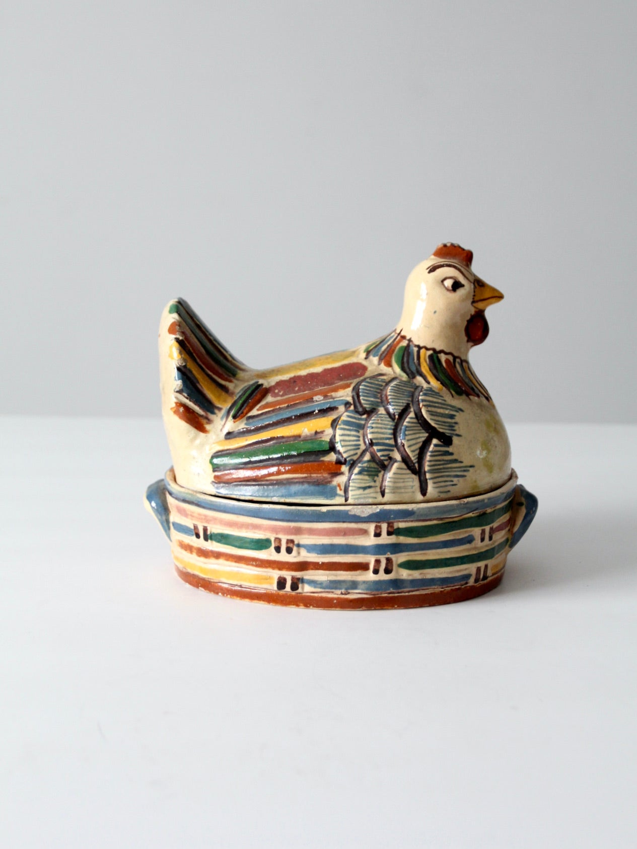 vintage Tonala ceramic chicken covered dish