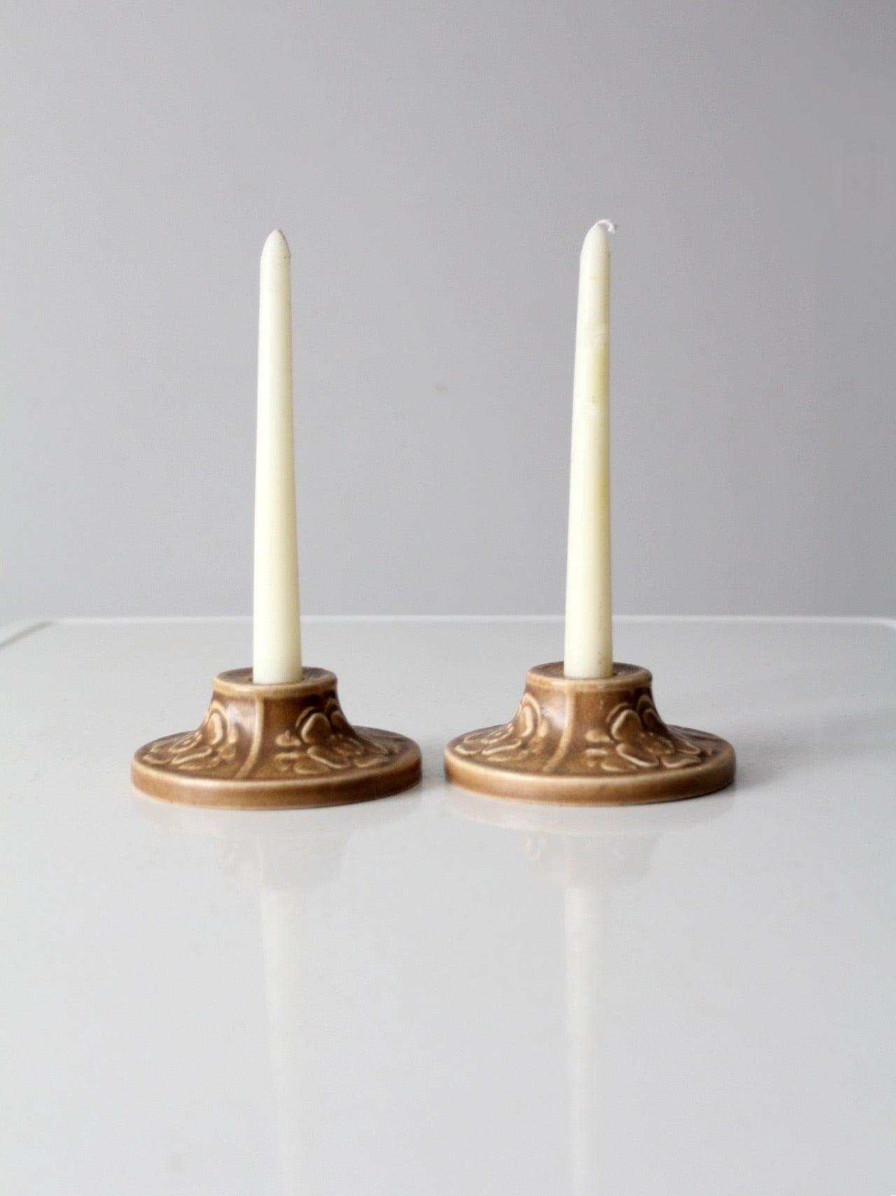 antique Rookwood Pottery candlestick holders pair