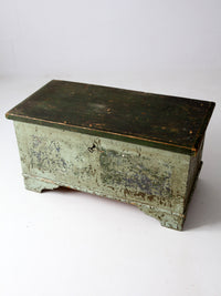 antique flat top wooden trunk