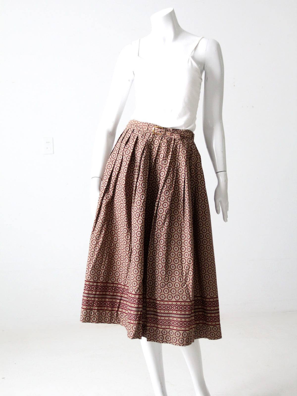 vintage 60s geometric print belted skirt