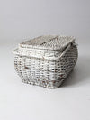 vintage white wicker picnic basket