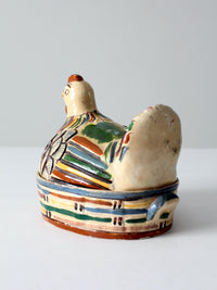vintage Tonala ceramic chicken covered dish