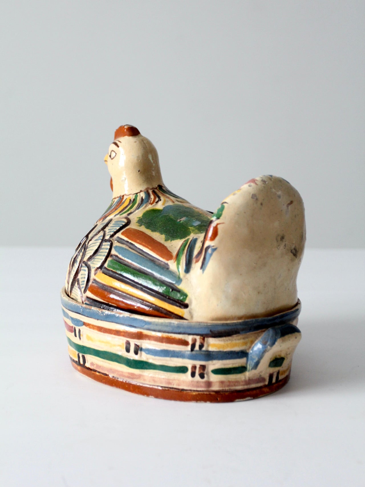 vintage Tonala ceramic chicken covered dish