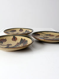 vintage studio pottery plates set of 3