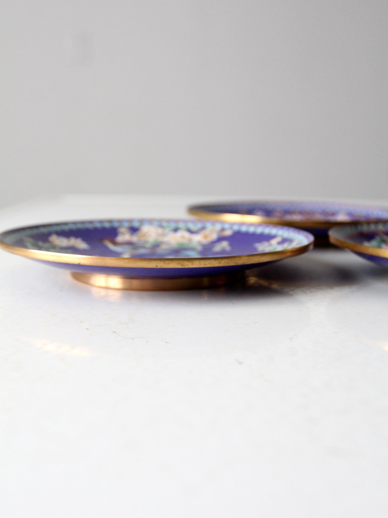 vintage Ching-t'ai Ian Artist Workshop cloissone plates set/3