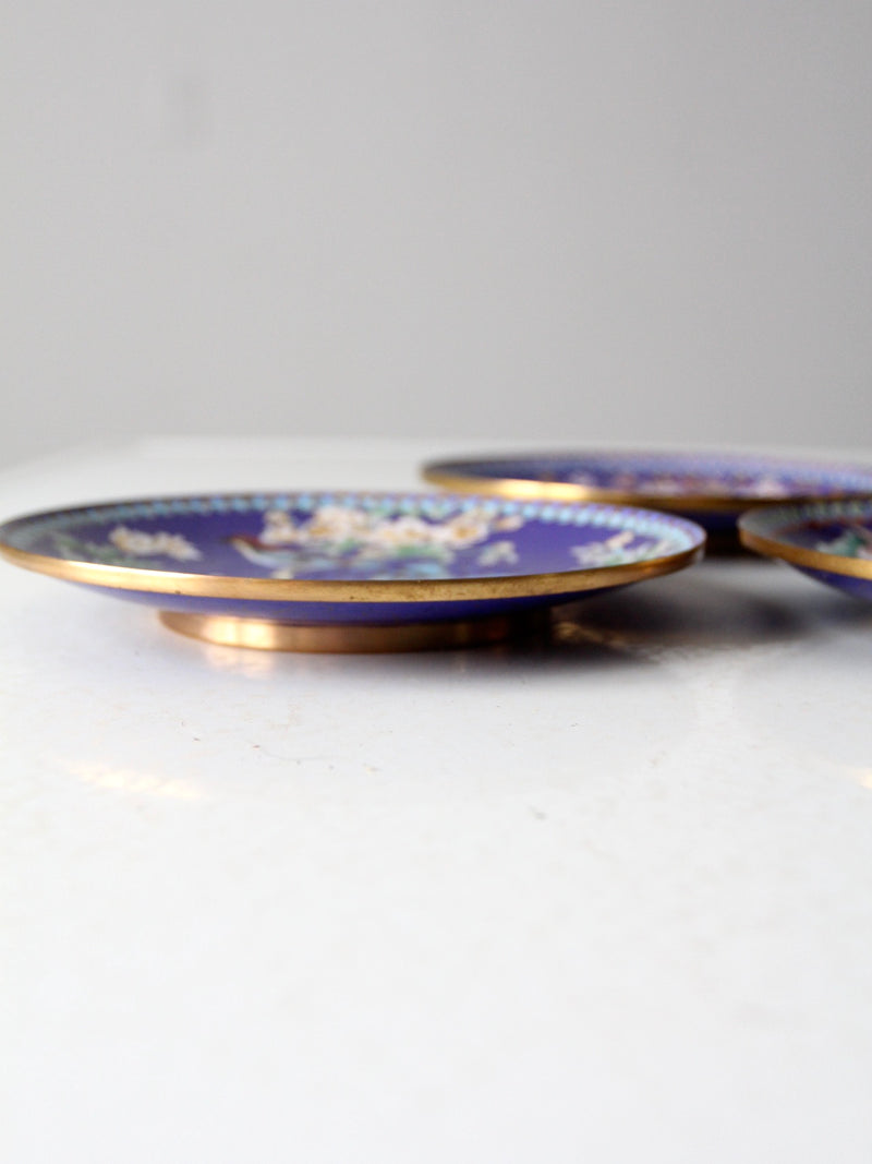 vintage Ching-t'ai Ian Artist Workshop cloissone plates set/3