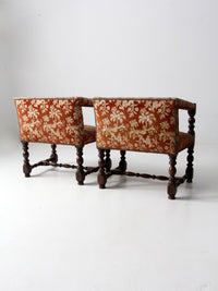 antique turned wood armchairs pair