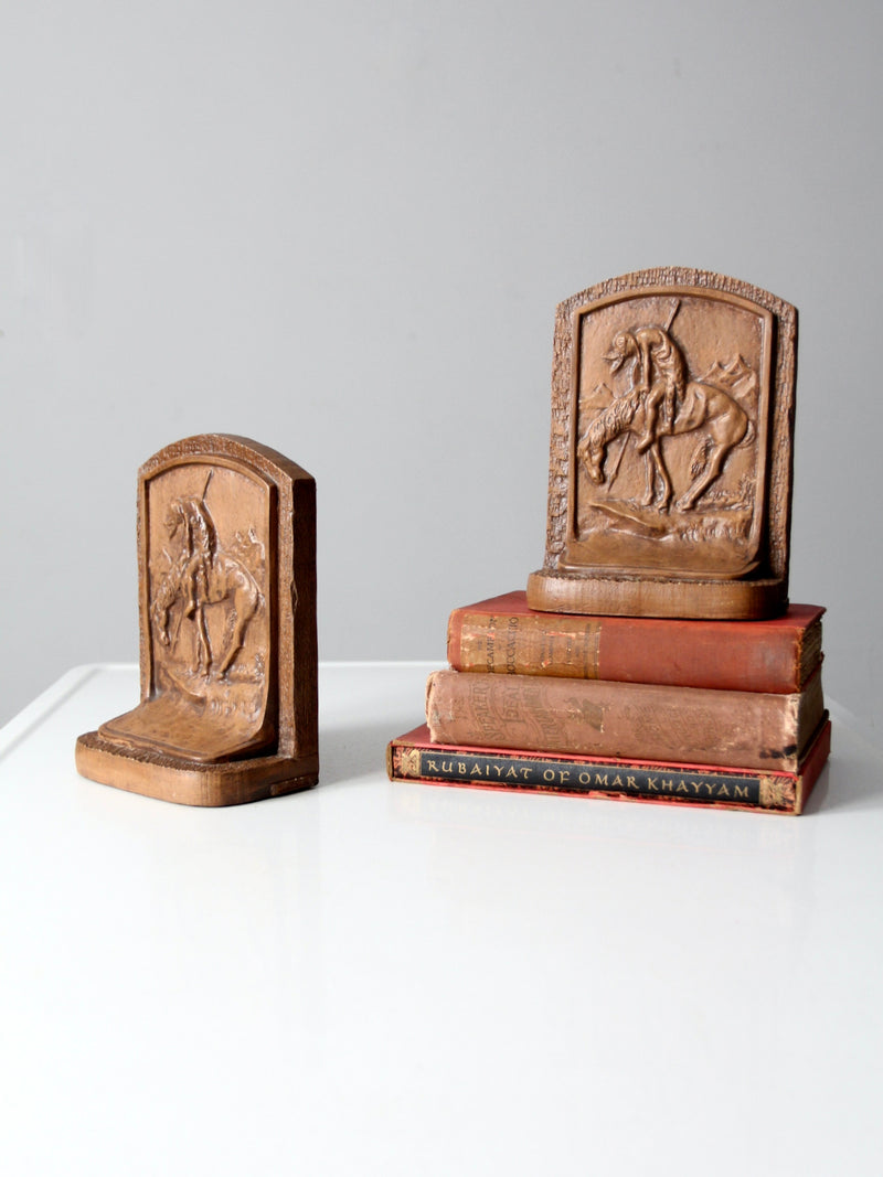 vintage End of Trail chalkware bookends