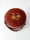 antique firkin with needlepoint lid