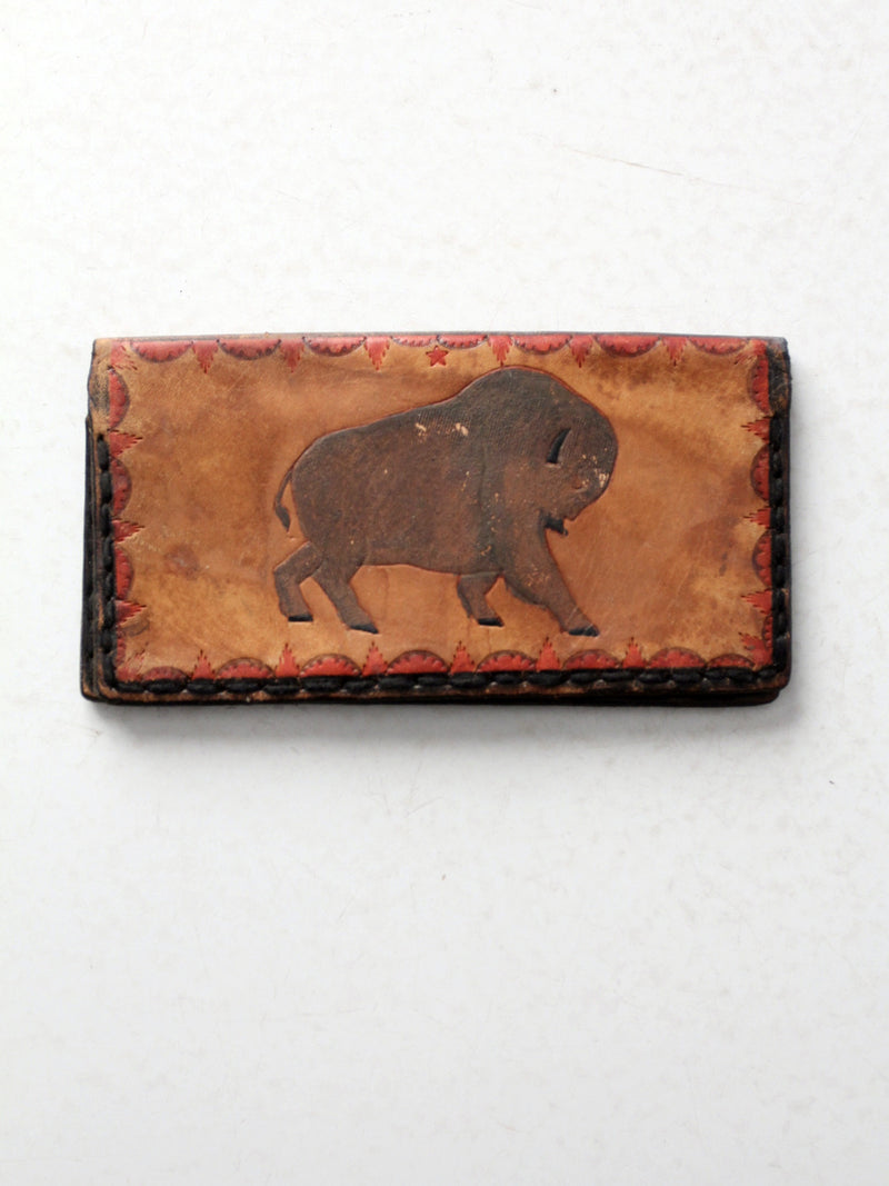 vintage 70s tooled leather wallet