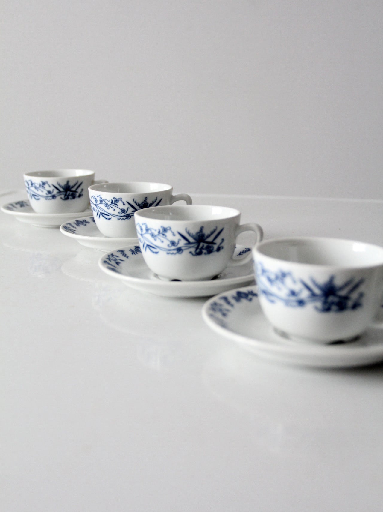vintage Porsgrund porcelain tea cup and saucer sets