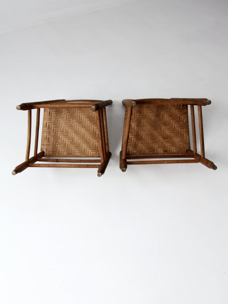 antique spint weave seat chairs pair