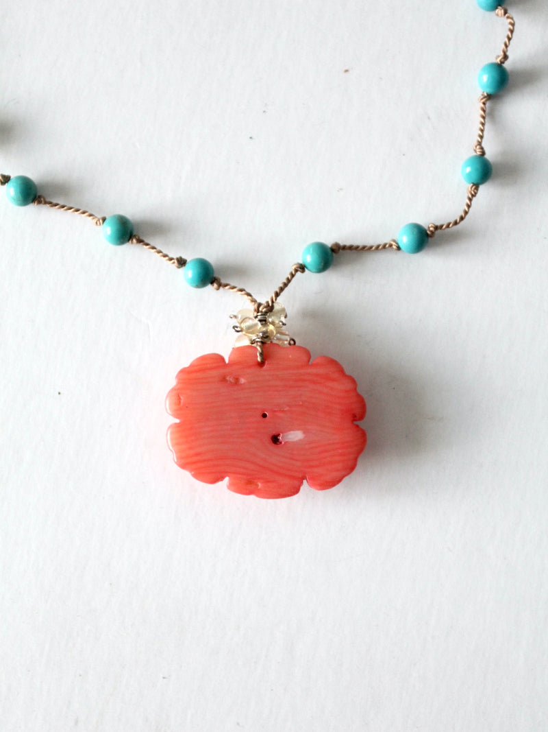 vintage floral pendant necklace