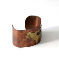 vintage copper cuff with brass