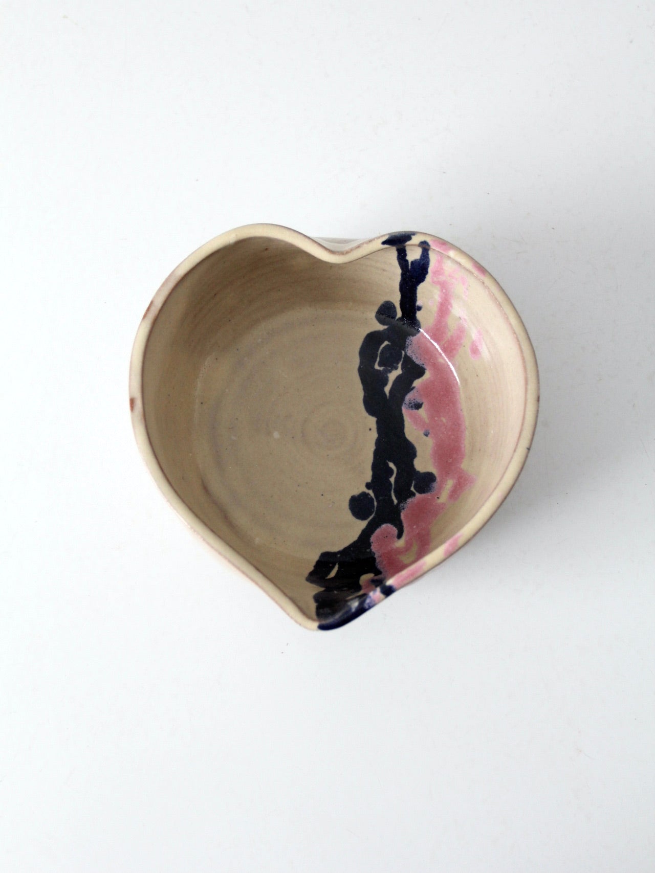vintage heart shaped studio pottery bowl