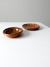 vintage Mexican pottery serving dishes pair