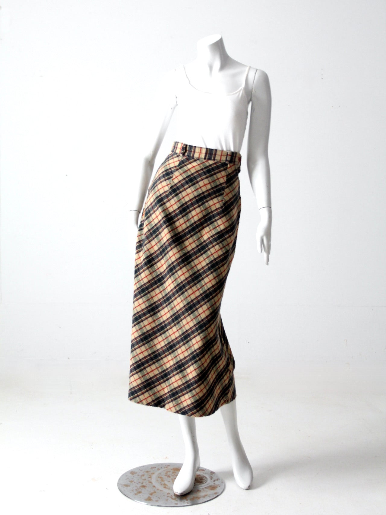 vintage plaid maxi skirt