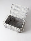 vintage white wicker picnic basket