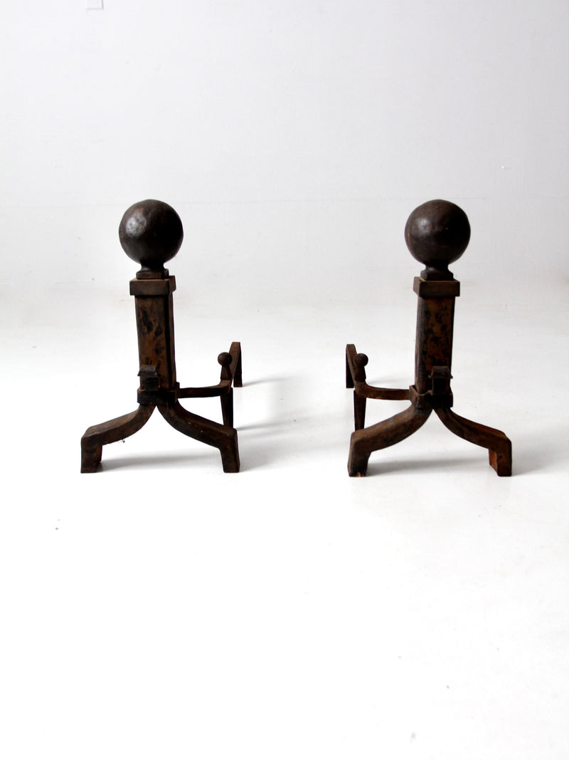 antique wrought iron andirons