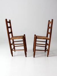 antique spint weave seat chairs pair