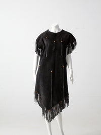 vintage suede leather fringe dress