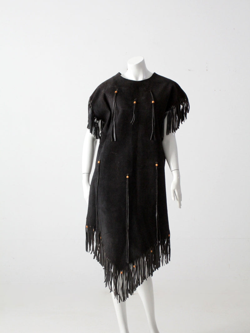 vintage suede leather fringe dress