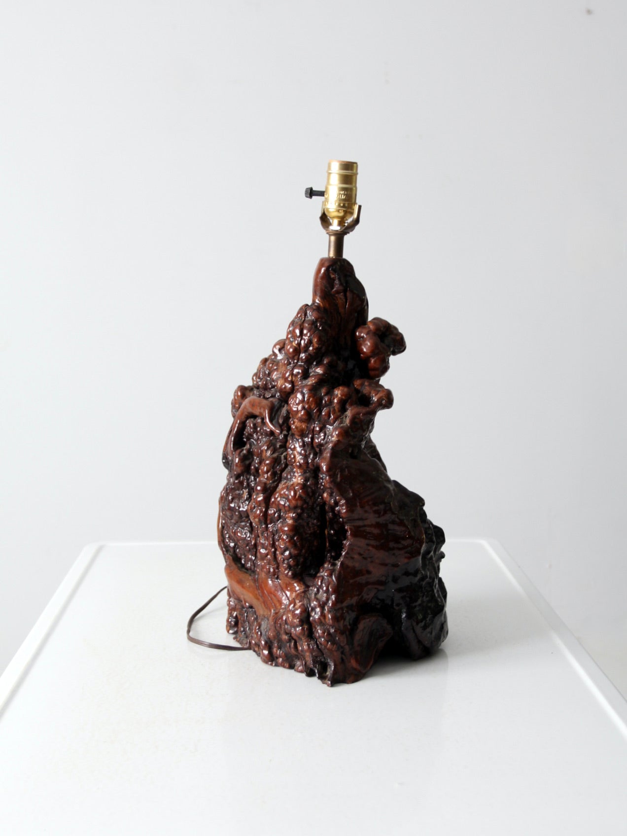 mid-century burl wood lamp