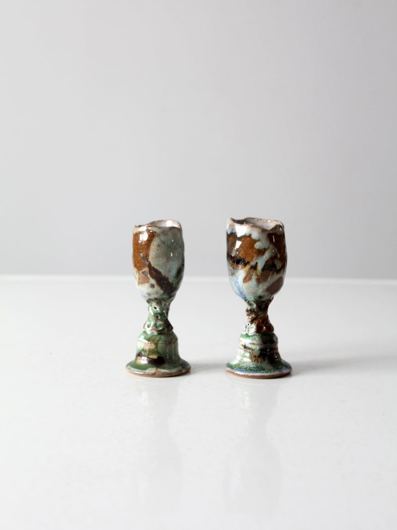 vintage studio pottery candle holders