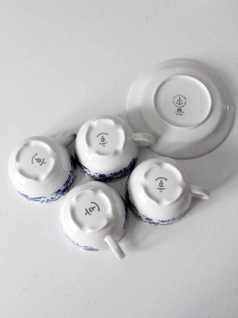vintage Porsgrund porcelain tea cup and saucer sets