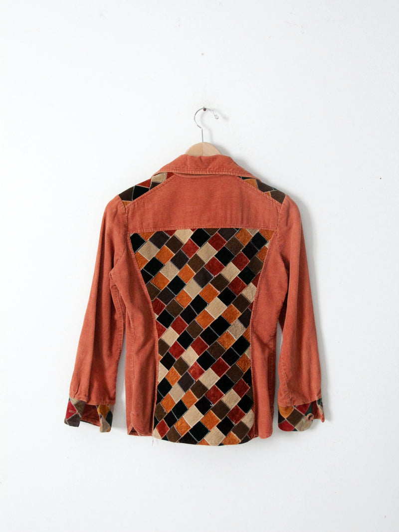 vintage 70s patchwork corduroy shirt