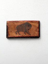 vintage 70s tooled leather wallet